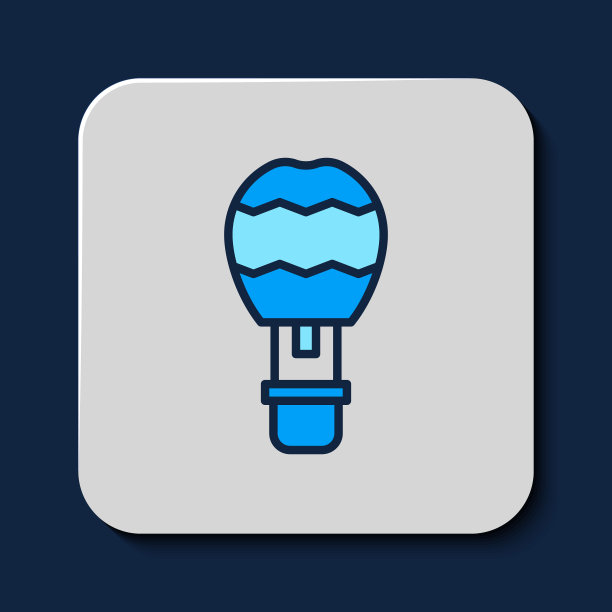 热气球图标孤立在蓝色背景。旅行的航空运输。向量图片下载