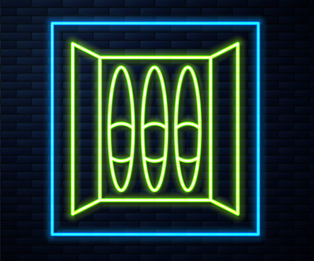 发光的霓虹灯线雪茄图标隔离在砖墙背景。向量图片下载