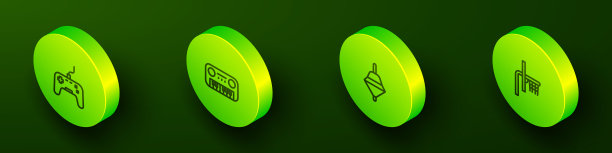 设置等距线手柄，玩具钢琴，旋转玩具和篮球篮板图标。向量图片下载