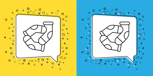 设置线袜子图标隔离在黄色和蓝色背景。向量图片下载