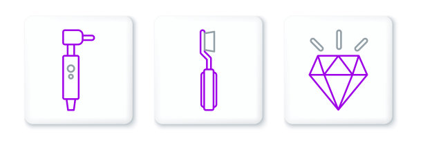 设置行钻石牙，牙钻和牙刷图标。向量图片下载