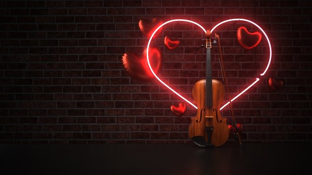 心与小提琴图片下载