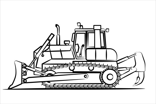 带尖牙的推土机草图。图片下载