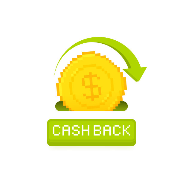返现标志设计。像素艺术硬币与退款箭头和按钮。金融服务，返现概念，退款，投资，货币兑换。矢量图图片下载
