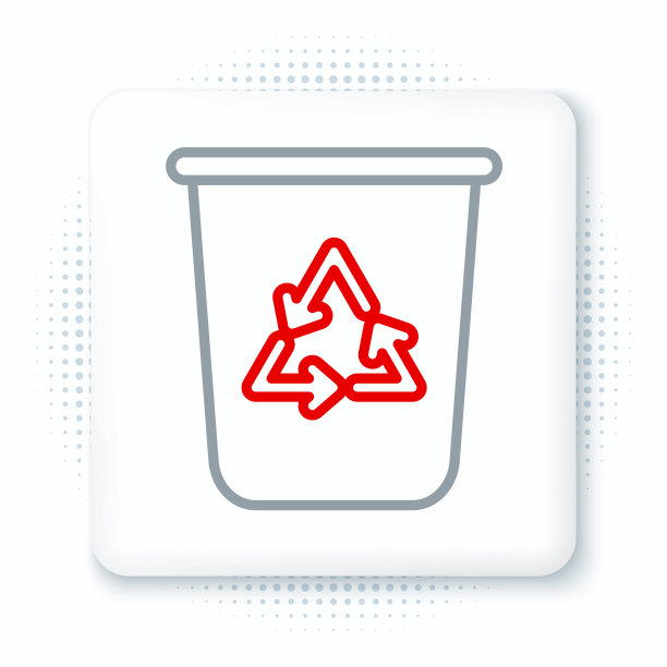 行回收站与回收符号图标隔离在白色背景上。垃圾桶图标。垃圾桶标志。回收篮标志。彩色轮廓概念。向量图片下载