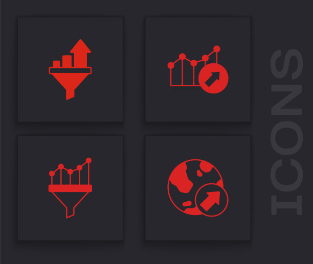 用图表和图标设置财务增长，销售漏斗。向量图片下载