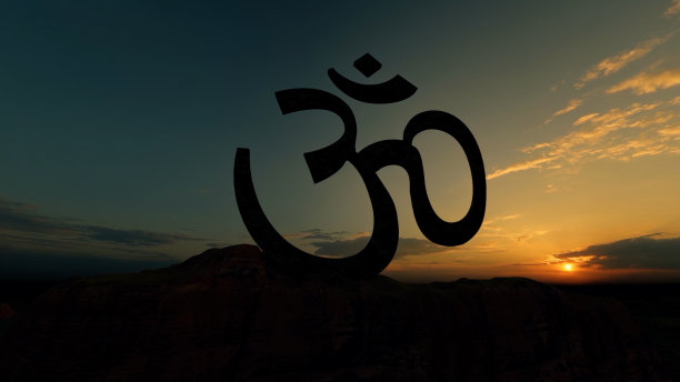 印度教象征着和平的日落天空图片下载