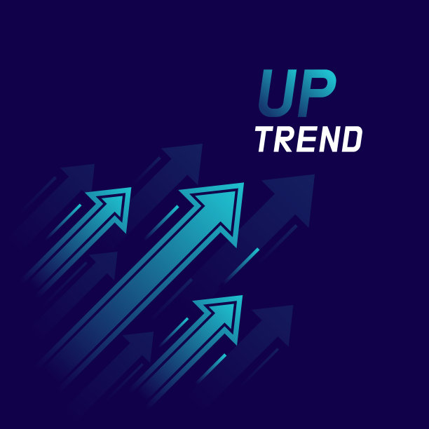 上升趋势与箭头隔离在黑暗背景。证券交易所的概念。贸易商的利润。矢量图图片下载