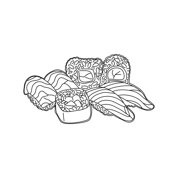 寿司和握寿司。手绘矢量插图。图片下载