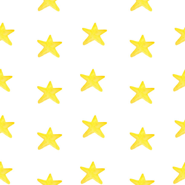 水彩黄色小星星无缝图案孤立在白色背景上。手绘可爱的插图。图片下载