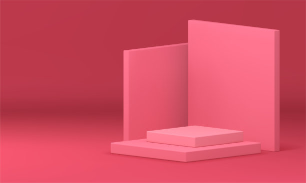 粉色3d裙楼平面方形几何舞台零售商品构建现实向量图片下载
