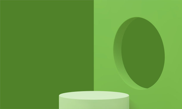 绿色三维讲台几何基本基础为宣传片展示角工作室背景矢量图片下载