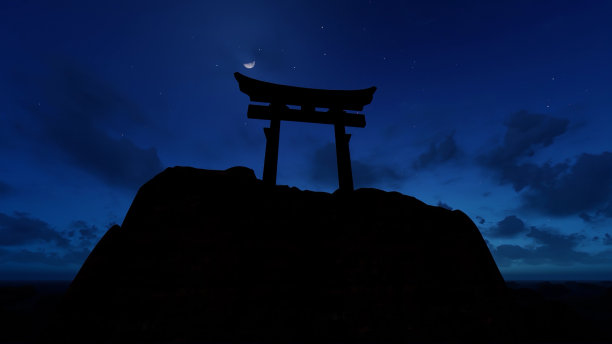 神道教符号在黑暗的气层图片下载