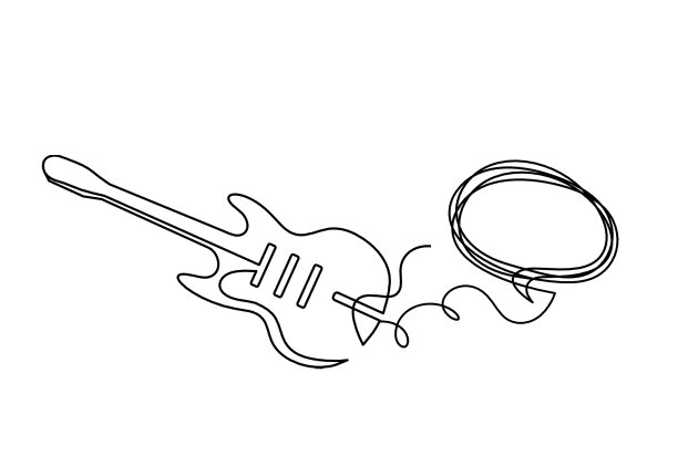 抽象吉他与评论作为连续线条绘制图片下载