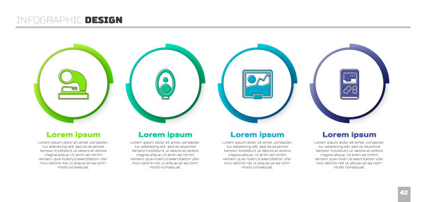 设置旧留声机，肖像图片在博物馆，图片和便携式视频游戏机。业务信息图模板。向量图片下载