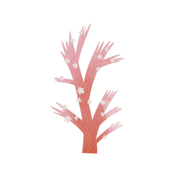 抽象的树与粉红色的花插图装饰浪漫的花园和公园。图片下载