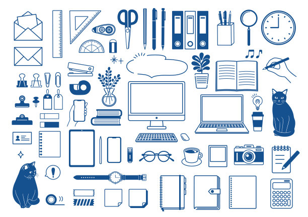 平面商务及文具的插图材料
插画，文具，平板电脑，个人电脑，铅笔，笔记本，远程办公图片下载