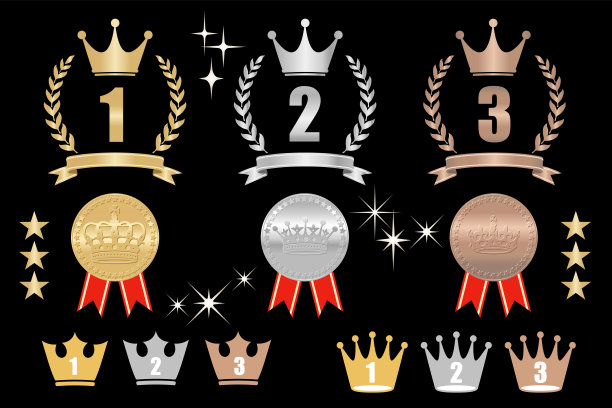 金银铜牌套装，矢量插图图片下载