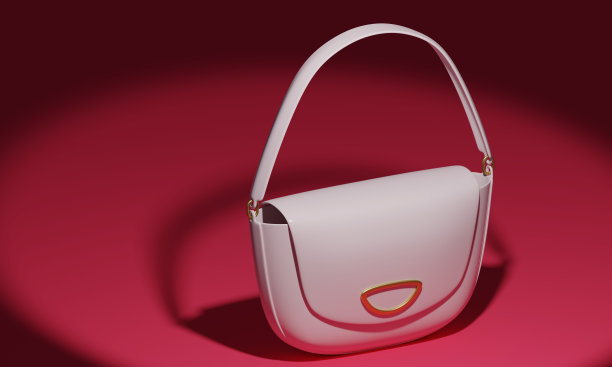 粉色背景的白色女士包。三维渲染图片下载