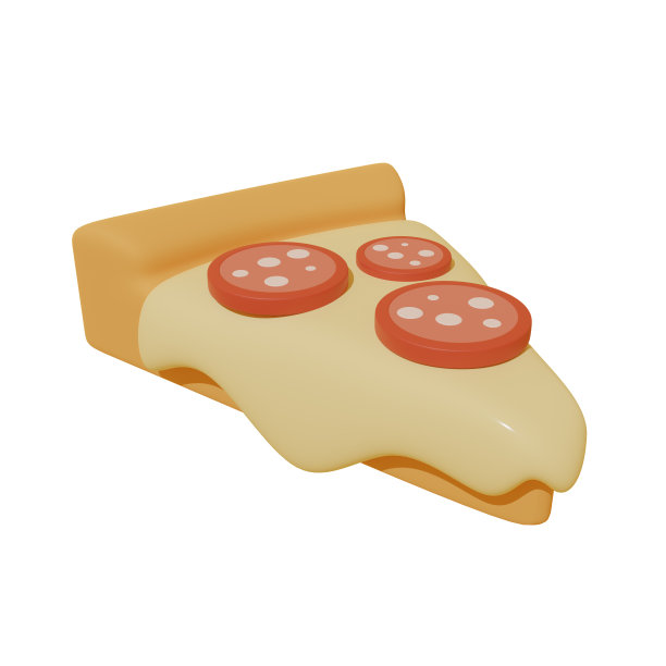 一块披萨孤零零地放在白色背景上。三维渲染图片下载