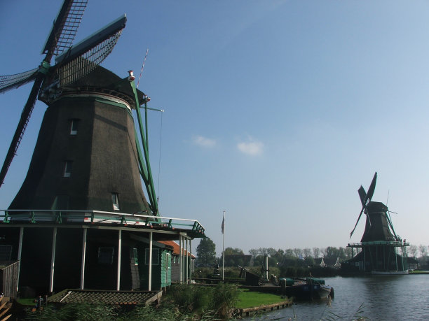 风车。 莫利诺斯·德·维恩托。阿姆斯特丹。荷兰。荷兰。乡村。 桑斯安斯安斯图片下载