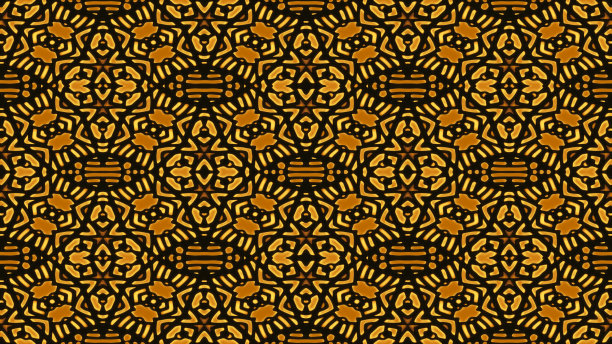 色彩丰富的非洲图案，无缝设计，光效，圆环交错，金色，橙色，铁锈，青铜色，棕色和黑色图片下载