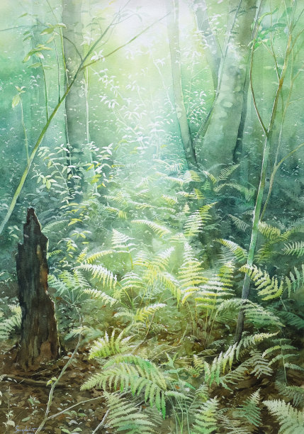 大叻森林水彩艺术绘画图片下载