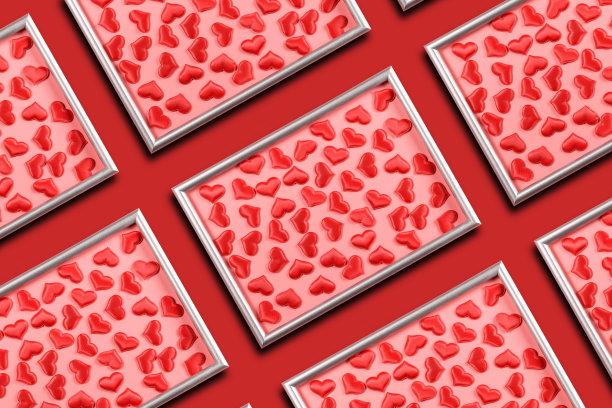 美丽的心相框为情人节。模式。图片下载