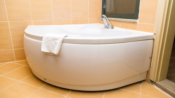 铺着瓷砖的房间里的角落浴室图片下载