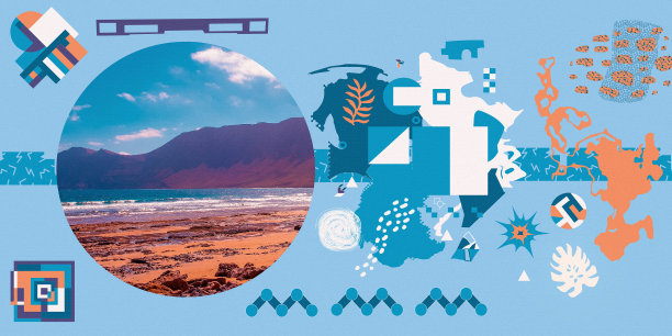 当代数字拼贴艺术。现代anti-design。混沌抽象，几何和自然场景。图片下载