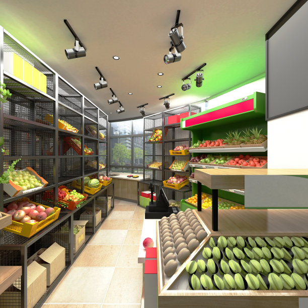 3d渲染水果和蔬菜绿色杂货图片下载