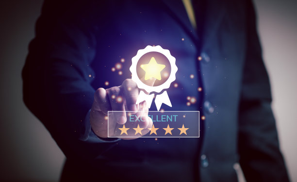 商家触摸触摸屏服务满意度评为星级优秀。满意的概念。意见调查，问卷调查，客户，企业主。图片下载