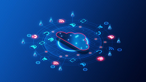 物联网的云计算- 3D插图图片下载