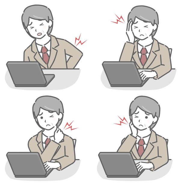 一个中年男子穿着西装，使电脑工作困难图片下载