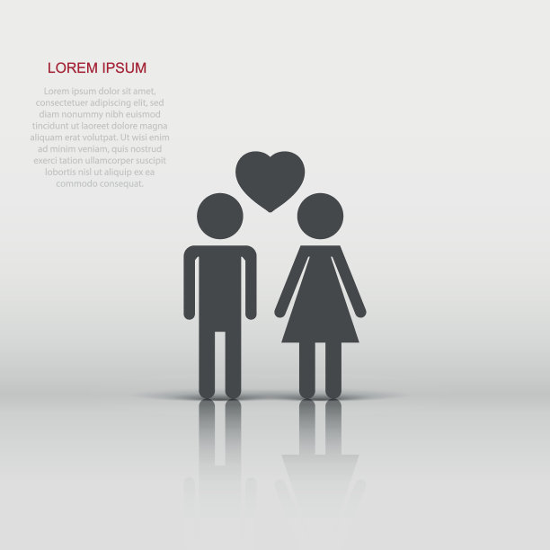 矢量男人和女人的心脏图标在平面风格。人们用符号说明象形文字。关系业务概念。图片下载