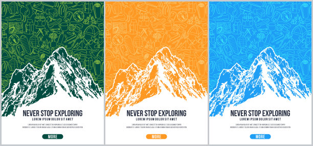 登山装备背景。徒步旅行、徒步旅行、露营、登山、登山、登山用的旅行装备、配件、服装等。图片下载