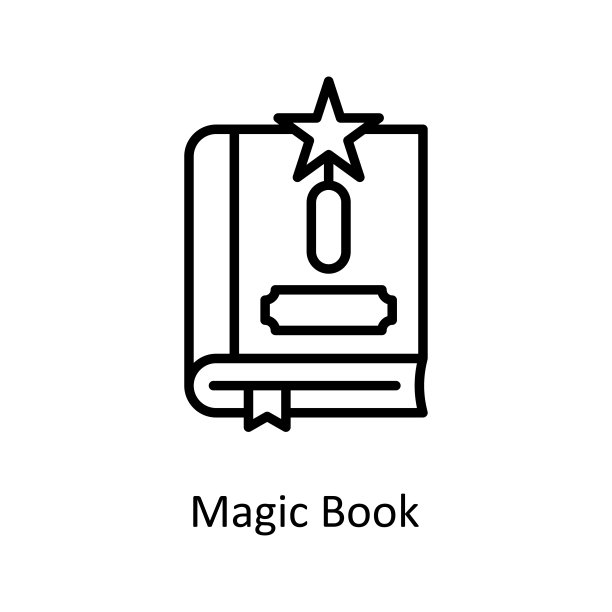 魔法书矢量轮廓图标设计插图。游戏符号在白色背景EPS 10文件图片下载
