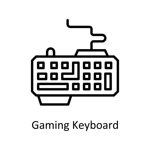 游戏键盘矢量轮廓图标设计说明。游戏符号在白色背景EPS 10文件图片下载