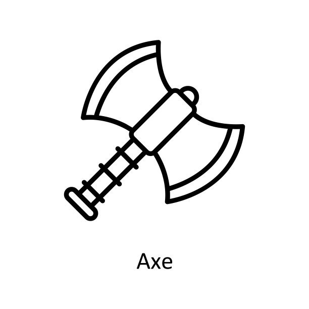 斧头矢量轮廓图标设计插图。游戏符号在白色背景EPS 10文件图片下载