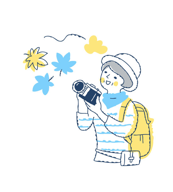 拍摄秋叶的女子图片下载