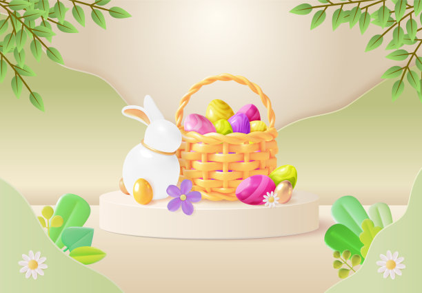 3d快乐复活节概念橡皮泥卡通风格图片下载