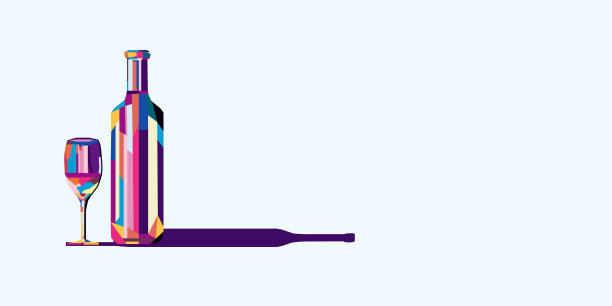 立体主义风格的彩色玻璃酒瓶图片下载