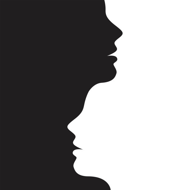 极简人脸线条插画：情侣、阴阳、黑白图片下载