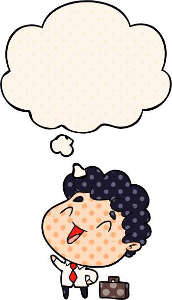 具有漫画风格思想泡沫的卡通商人图片下载