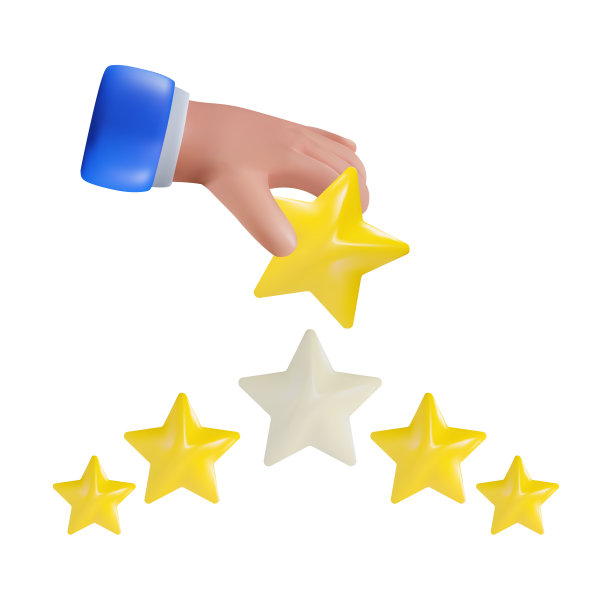 Hand给出了5颗星的评级。3d渲染中的反馈概念。矢量图图片下载