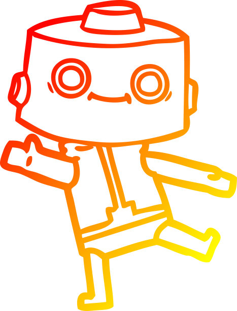 一个卡通机器人的暖梯度线条绘制图片下载