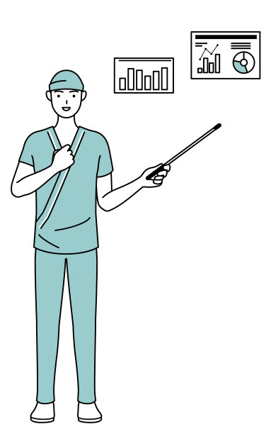 男住院病人，穿着医院长袍，分析表现图表。图片下载