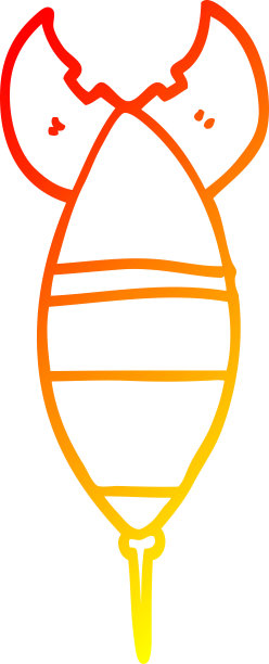 一个卡通火箭的暖梯度线条画图片下载