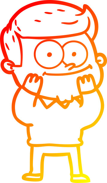 温暖的渐变线条绘制的卡通快乐的人图片下载