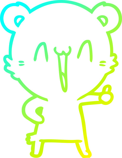 冷梯度线绘制的快乐熊卡通图片下载